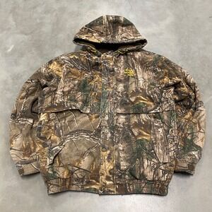 Realtree Mens Camouflage Hooded Hunting Jacket Brown Green Camo Large L RN52469
